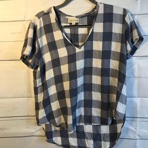 Anthropologie Cloth & Stone Gingham Check Top Sx M